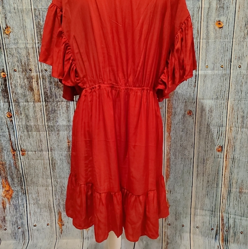 SHEIN Women's Surplice Neck Flutter Sleeve Ruffle Hem Dress - Picture 9 of 13